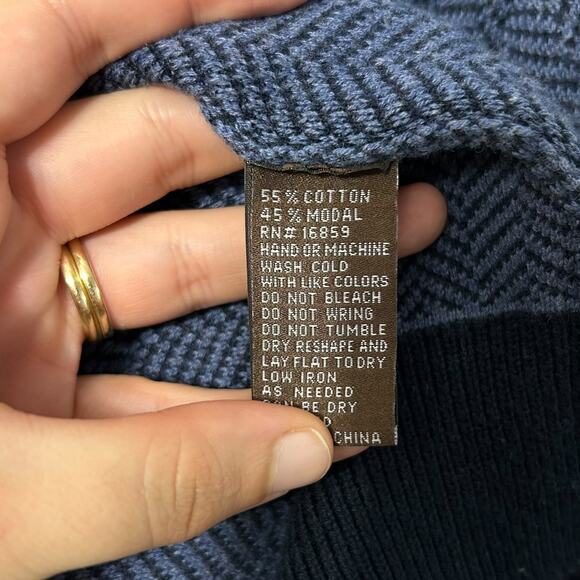 J. McLaughlin 1/4 Zip Pullover Sweater Men's Sz XL Navy Blue Coastal Prep Cotton - Picture 6 of 6